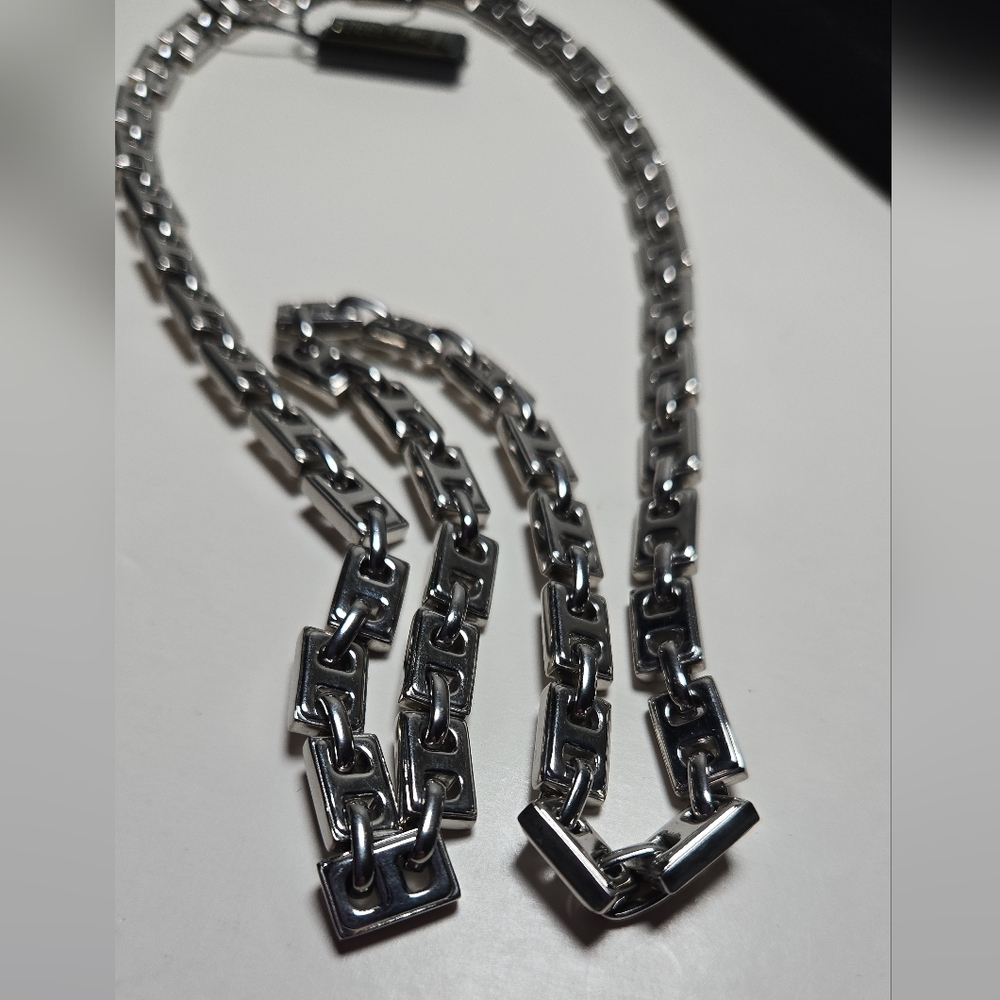 Steeltime Stainless Steel Byzantine Link Necklace - Picture 4 of 5